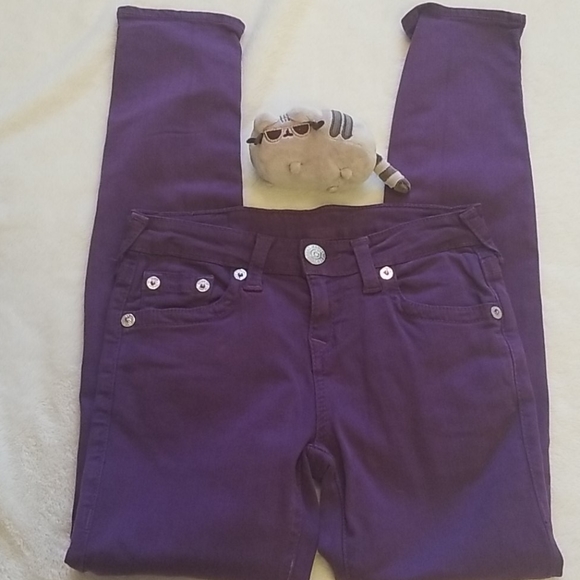 True Religion Girl's Purple Jeans Size 10 Skinny - Picture 4 of 10